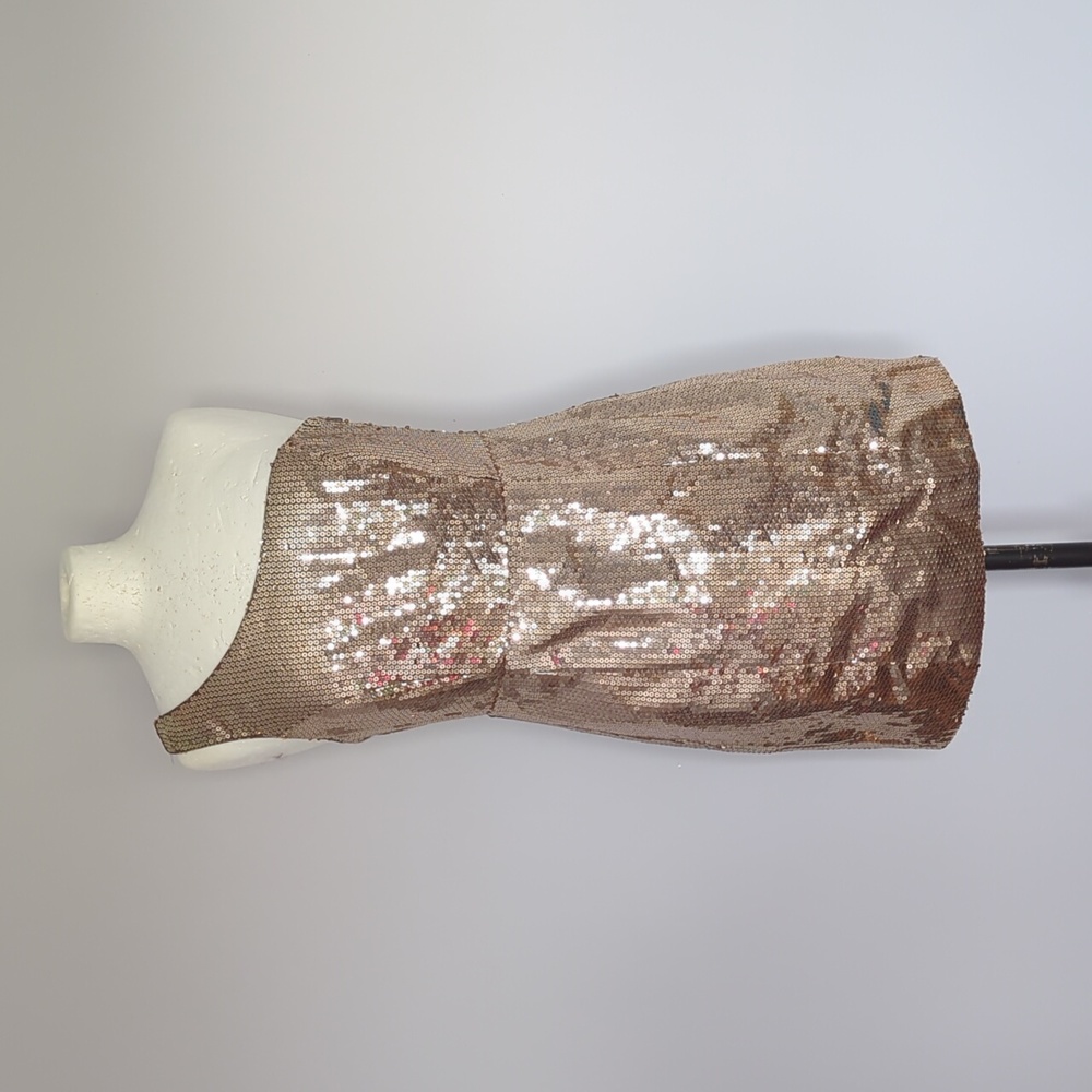 Gold sequin one shoulder mini dress